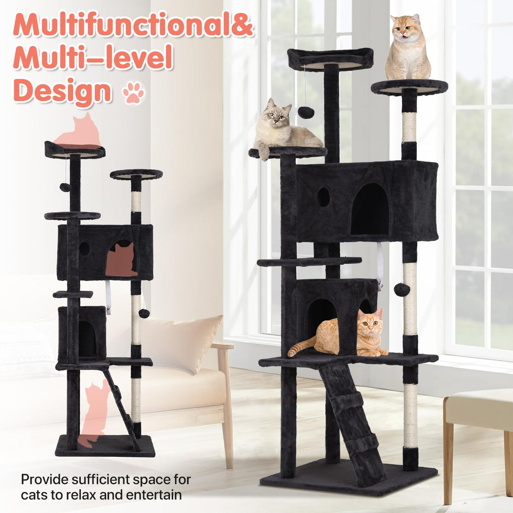 Dark Grey Multi-Level Cat Tree with Scratching Post K574