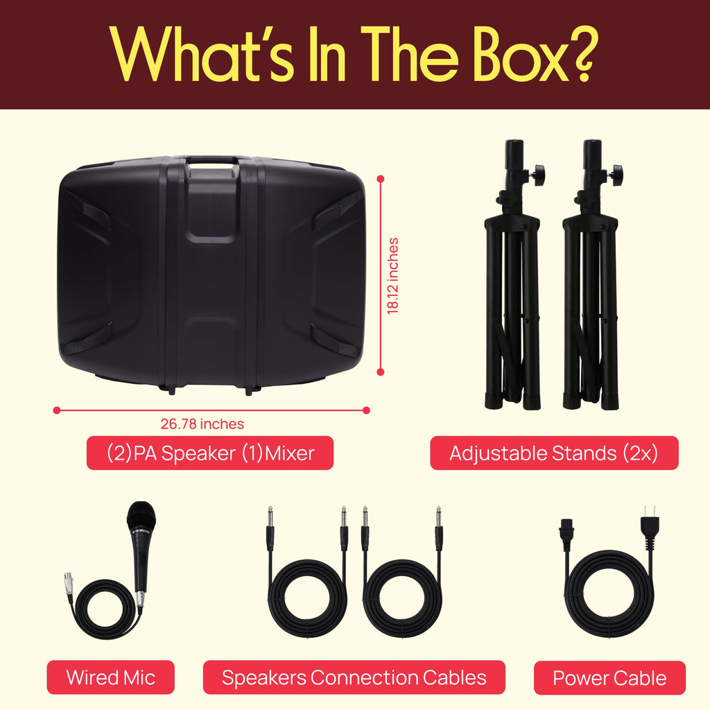 300 W Portable Wireless Bluetooth PA Speaker DJ Mixer Bundle D21801