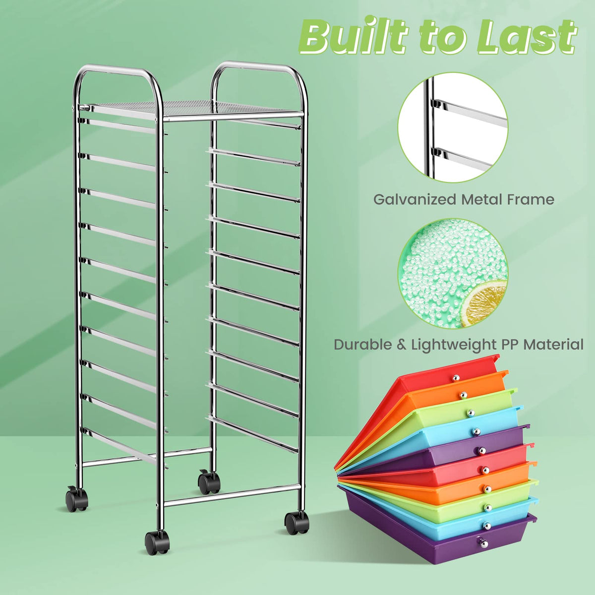 10 Drawer Rolling Storage Cart H619
