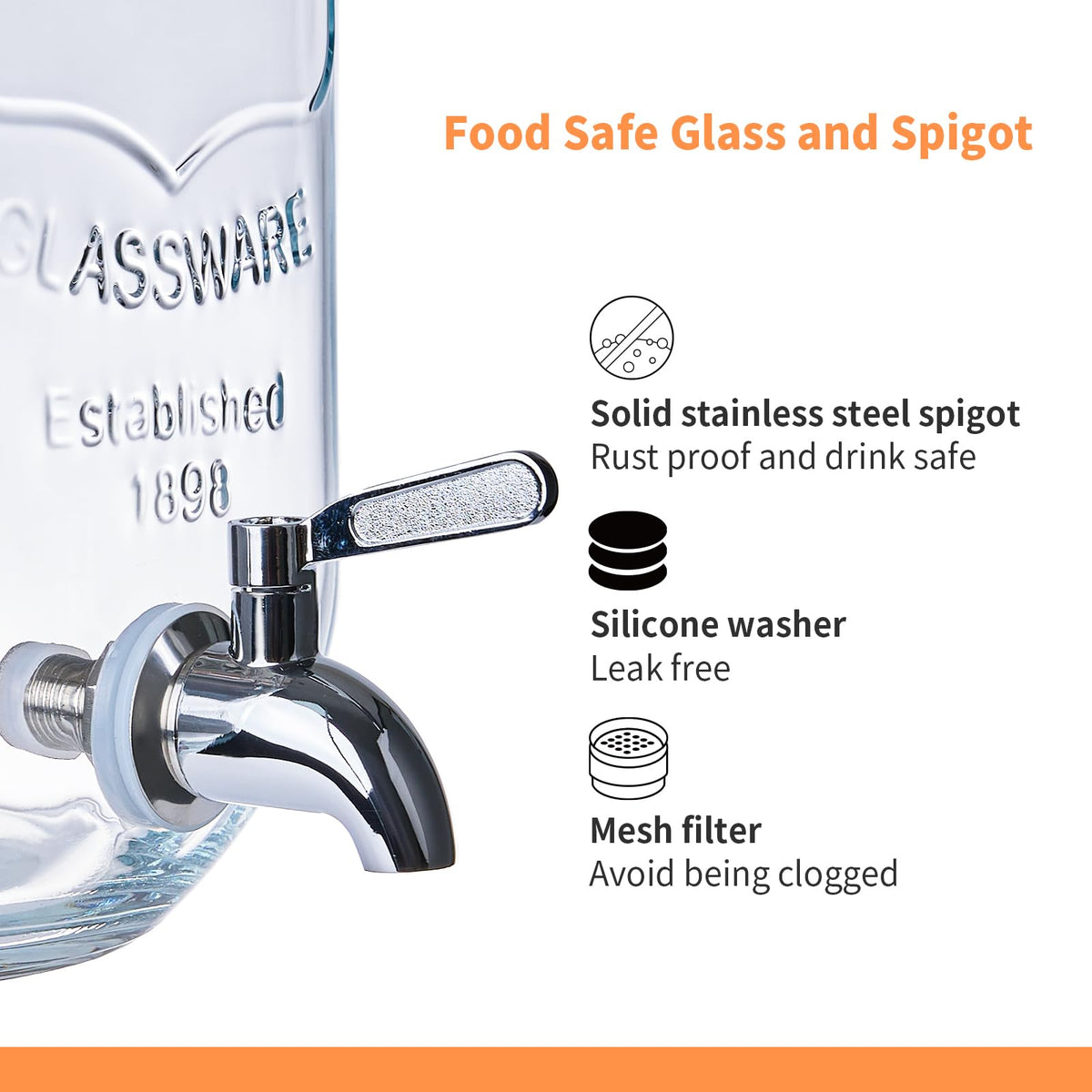 2 Pack 1 Gallon Glass Drink Dispenser with Stand and Fruit Infuser K917564