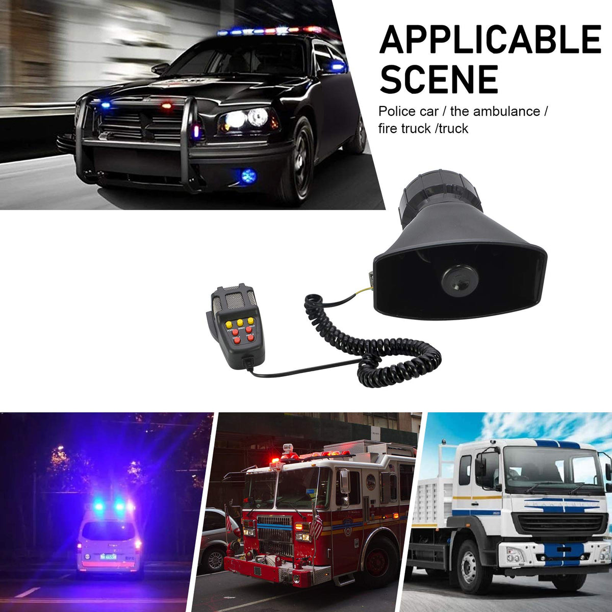 100W 7 Tones Wired Handheld Microphone Car Siren Speaker M454
