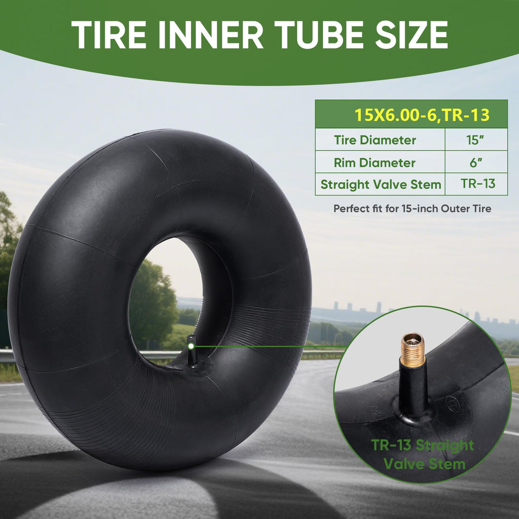 15x6.00-6 Lawn Mower Tires Inner Tube, 2 Pack E14639