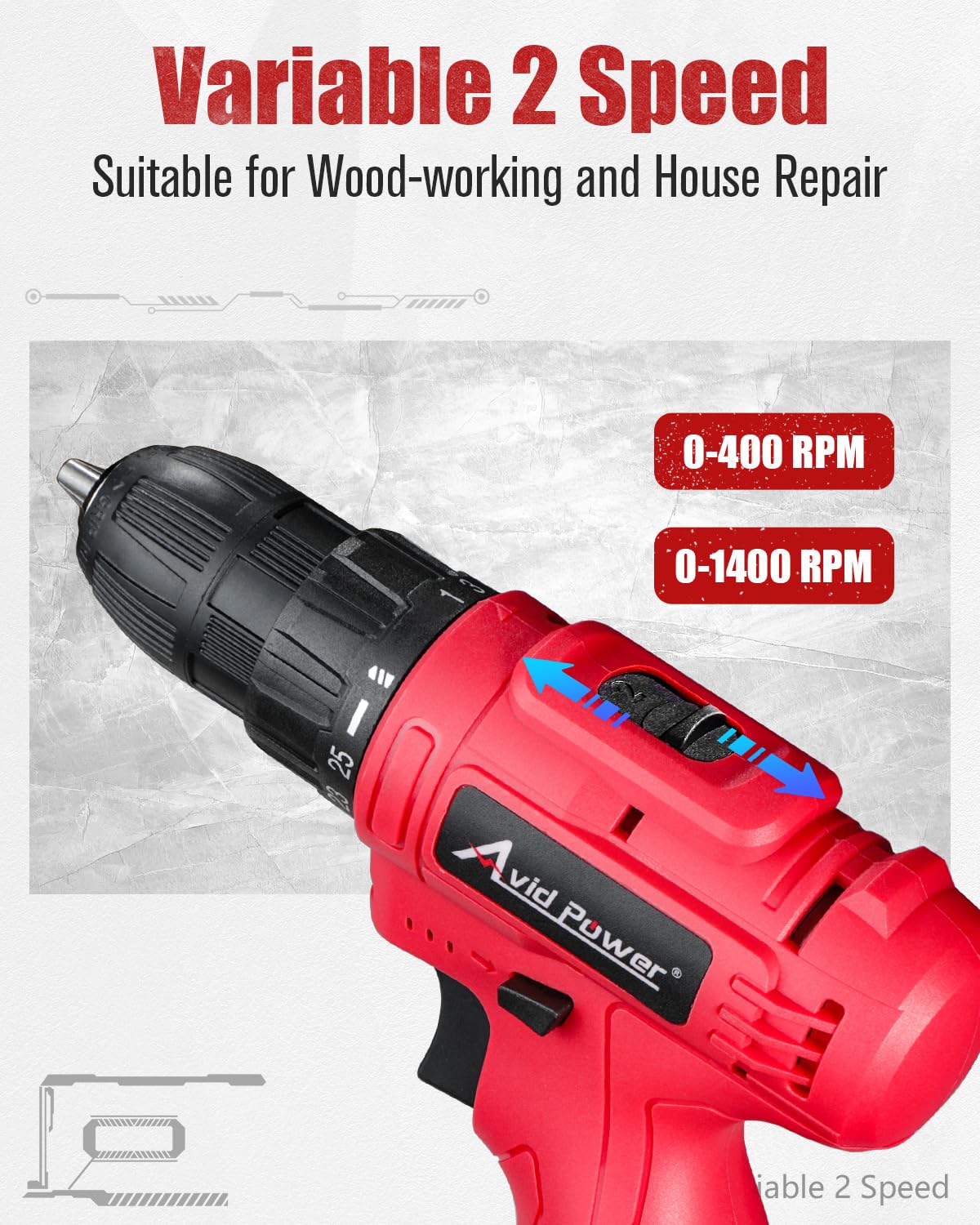 12V Cordless Drill Set 3/8" Power Driver V377