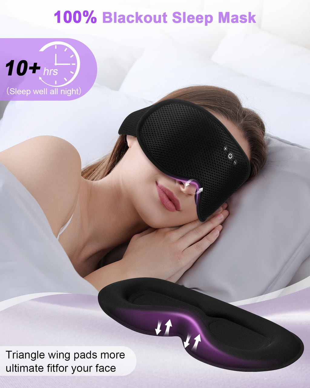 3D Contoured Sleep Mask with Bluetooth Headphones Y909807