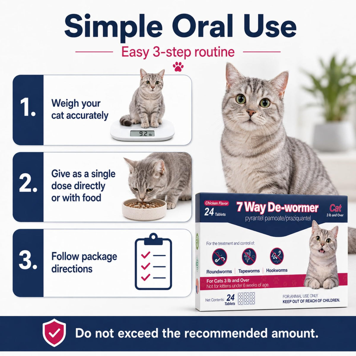 Chicken Flavored 7 Way De-Wormer Tablets for Cats Q520804