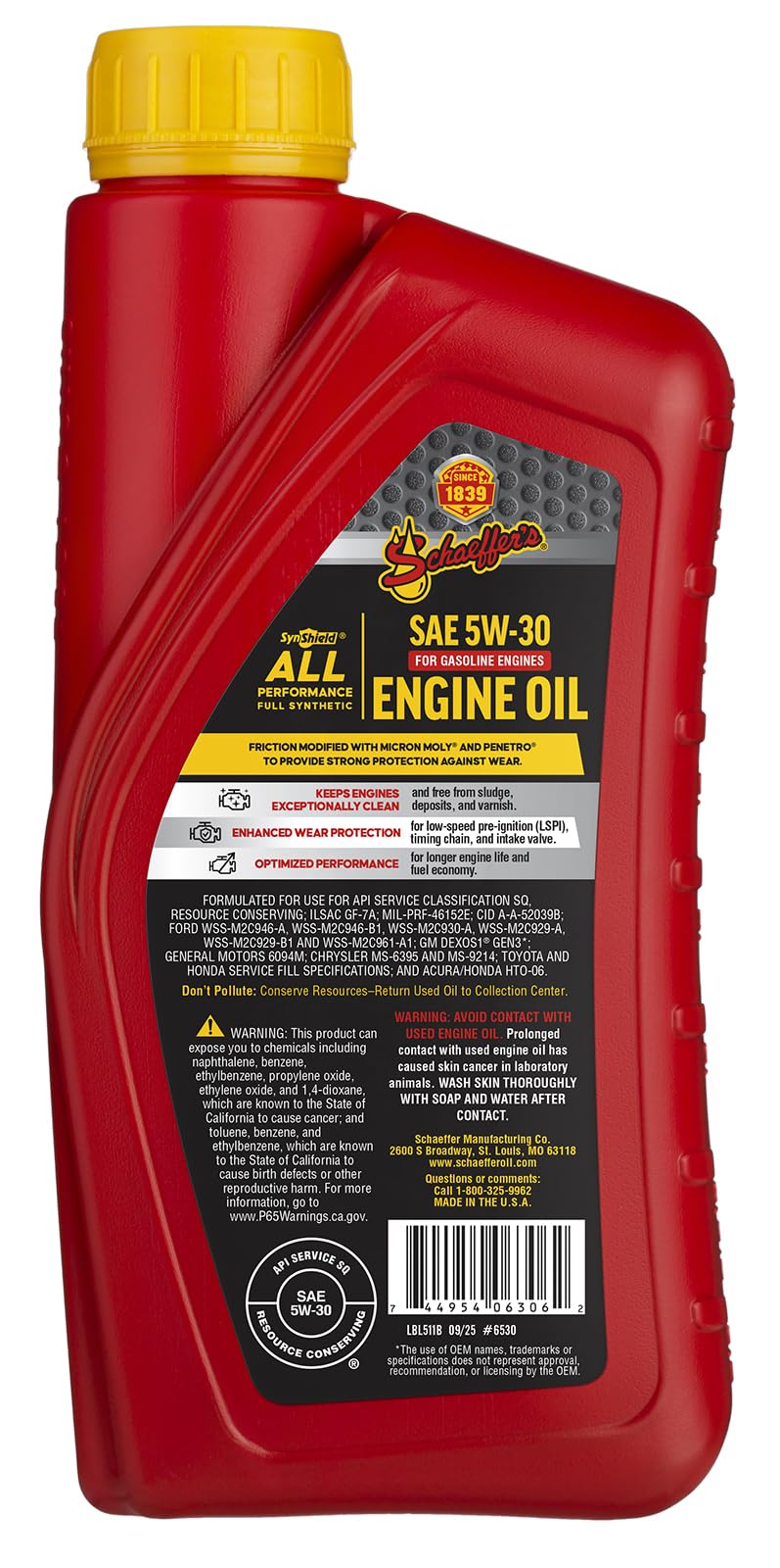 Full Synthetic 5W-30 Gasoline Engine Oil 1-quart bottle I4079