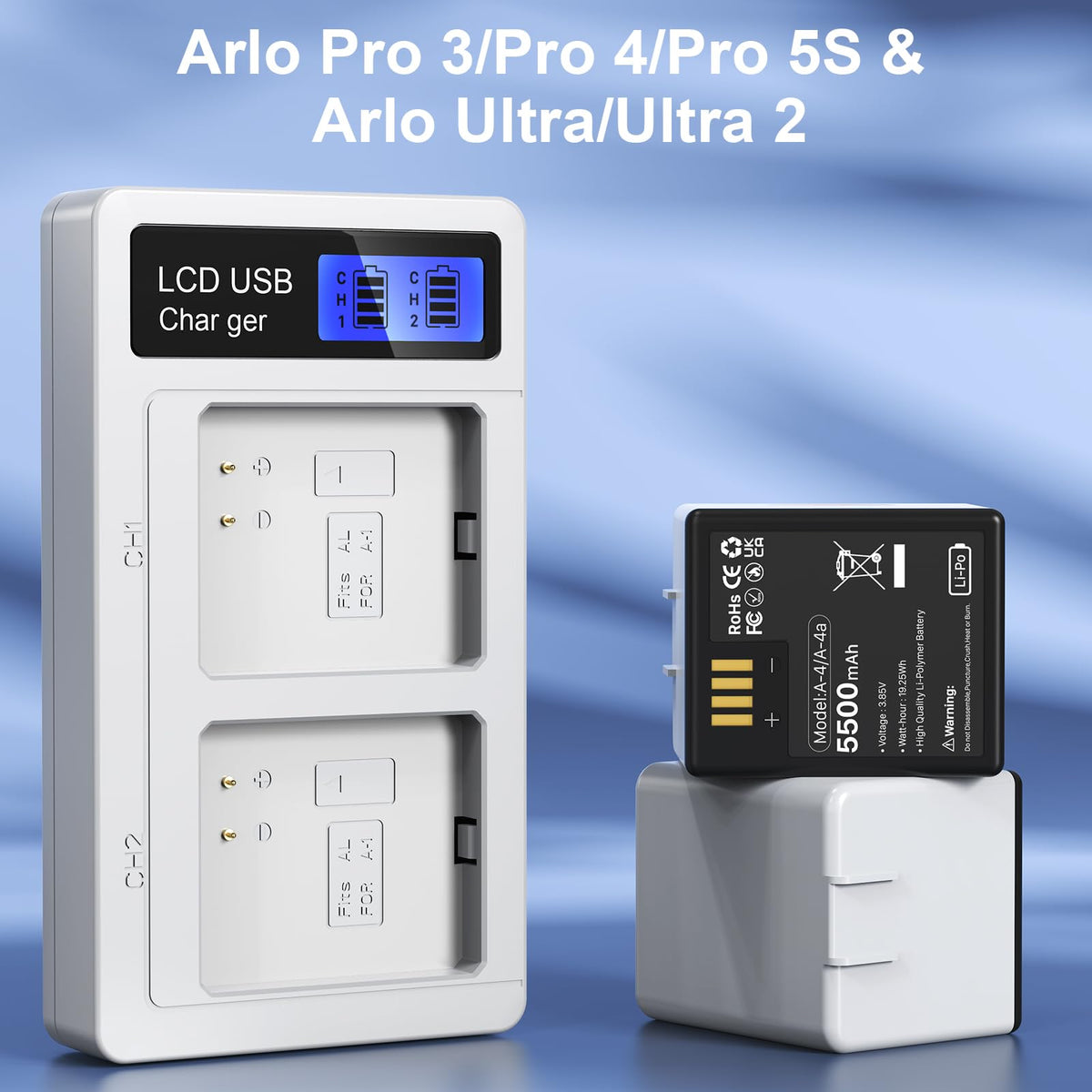 Charger Station for Arlo Pro 5S/4/3/Arlo Ultra/Ultra2 Battery K5385