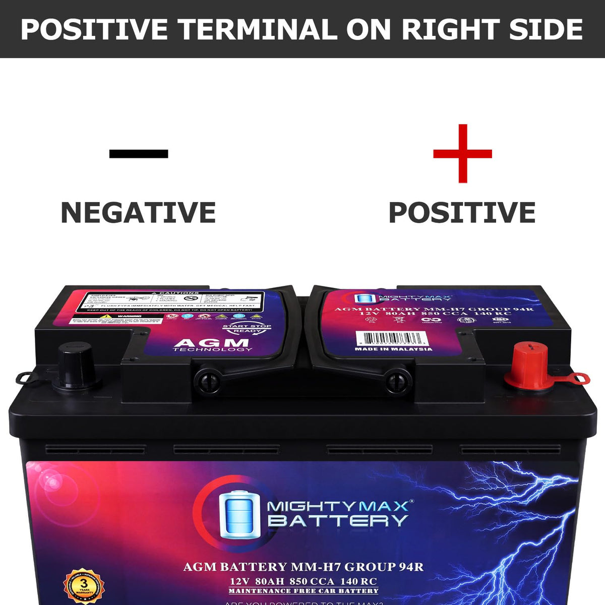 12V 80AH 850 CCA Replacement Battery D6608