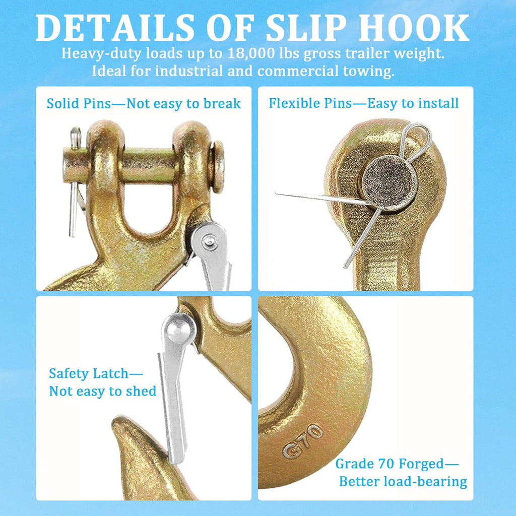 2 Pack 3/8" Heavy Duty Clevis Slip Hook with Safety Latch Q172869