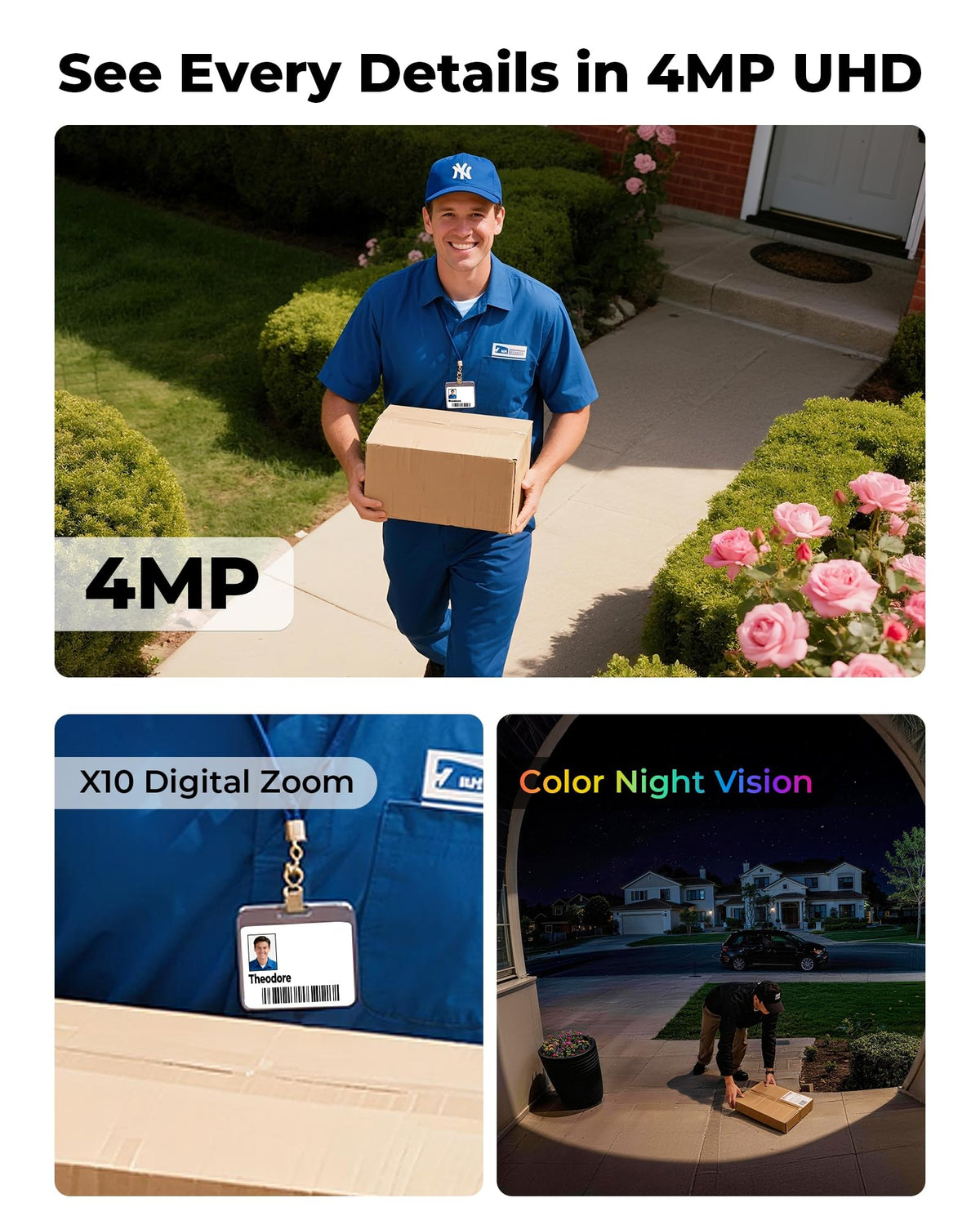 Wireless Outdoor Security Cameras 4MP Solar Powered 360°PTZ F490549