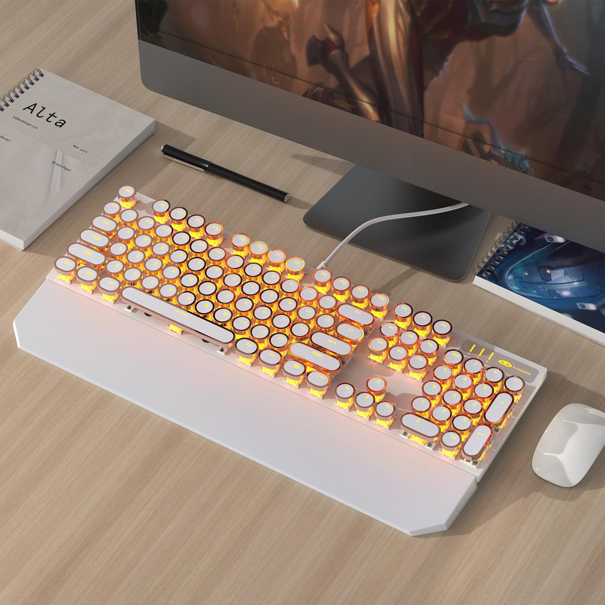 Wired Mechanical Gaming Keyboard with Magnetic Wrist Rest K4039