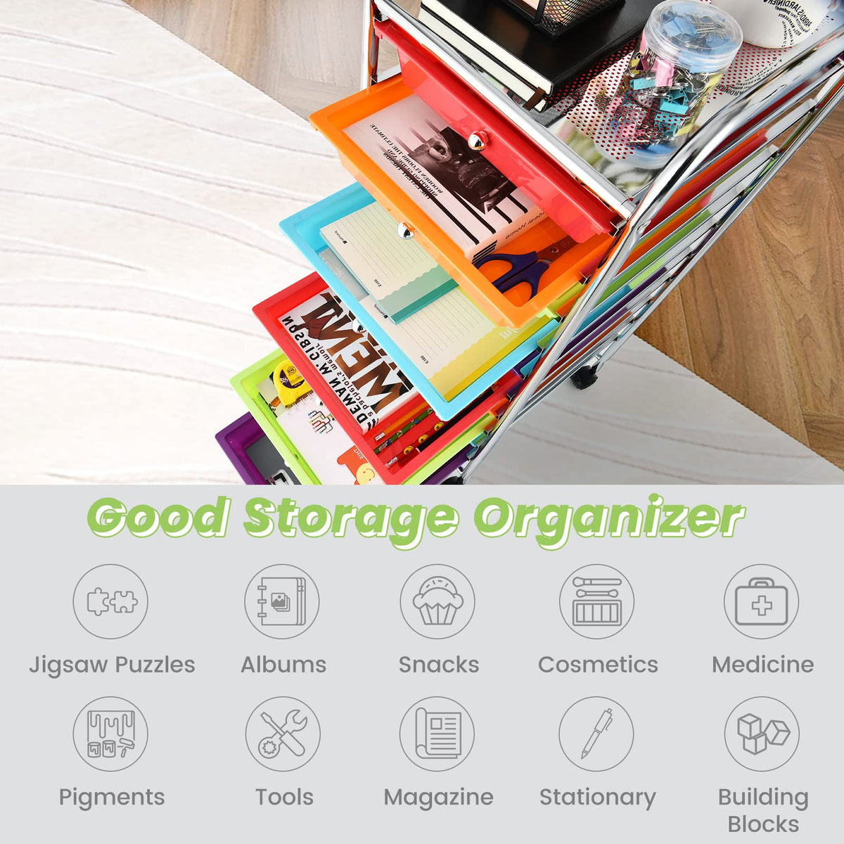 10 Drawer Rolling Storage Cart H619
