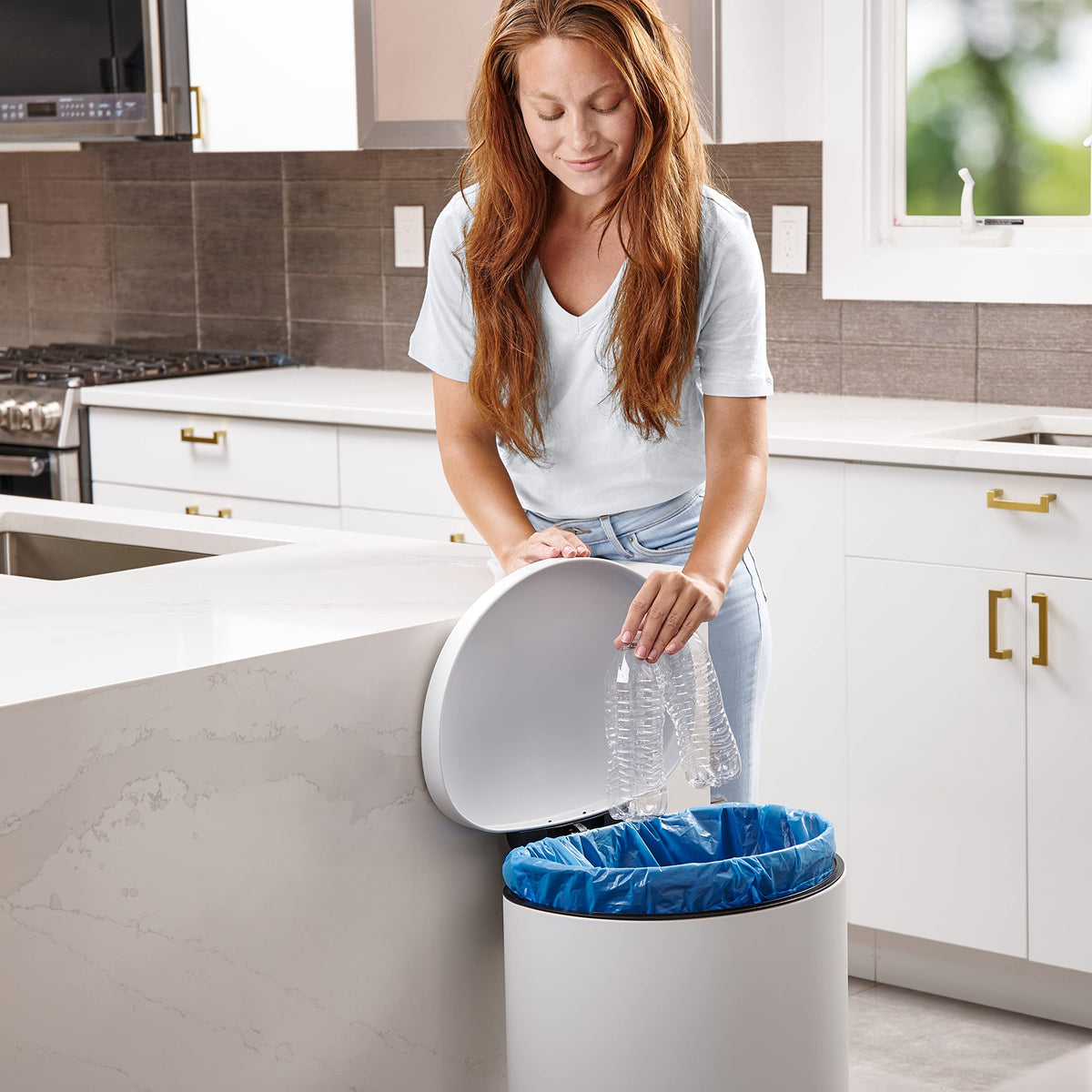 32-33 Gallon Blue Recycling Trash Bags, 100 Count D37988