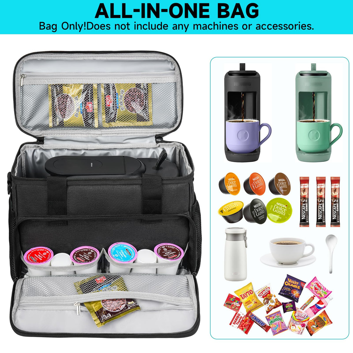 Black Coffee Maker Travel Bag with Multiple Pockets H62039