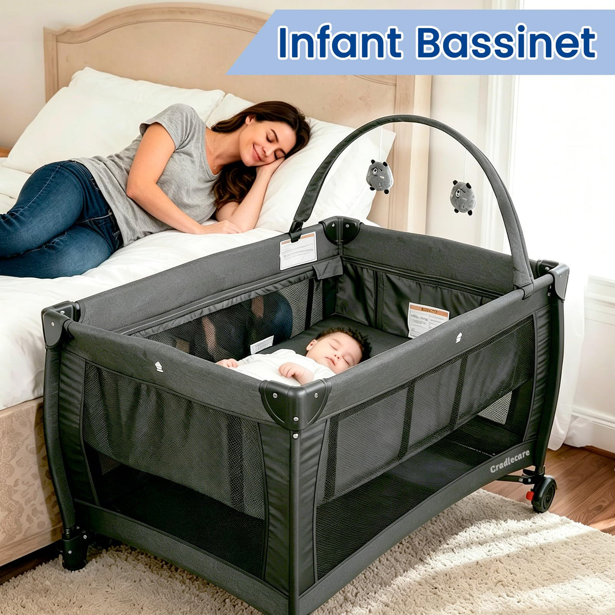 3-in-1 Pack and Play with Changing Table & Carry Bag, Black T35074