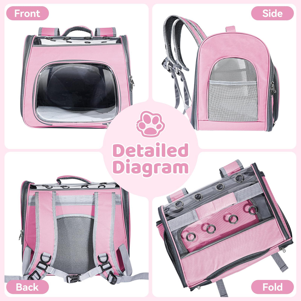 Airline Approved Cat Soft-Sided Carrier Backpack Up to 12 lbs Pink X20287