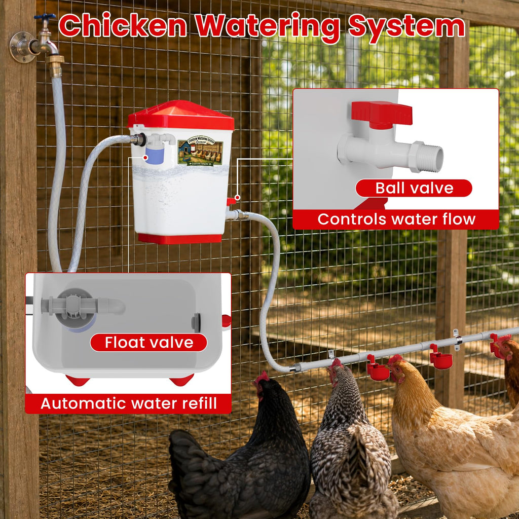 3 Gallon Automatic Chicken Waterer with 8 Cups and 8 Nipples X647538