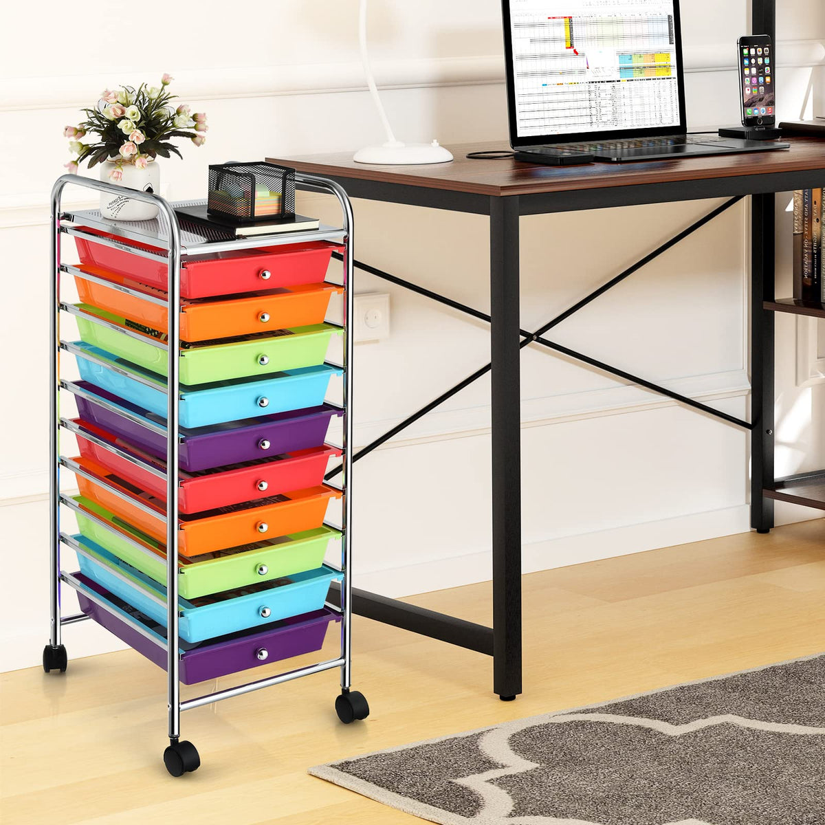 10 Drawer Rolling Storage Cart H619