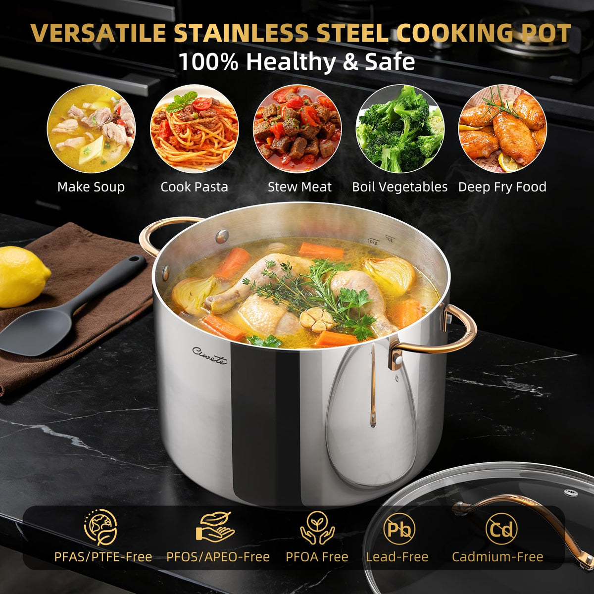 12 Quart Tri-Ply Stainless Steel Stock Pot with Lid S79914