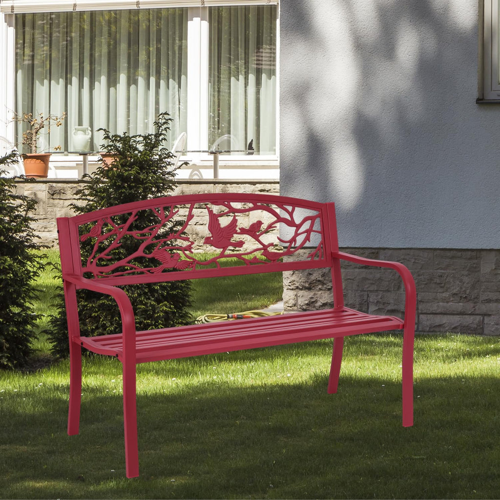 50" Outdoor Bench with Cast Iron Backrest K276812