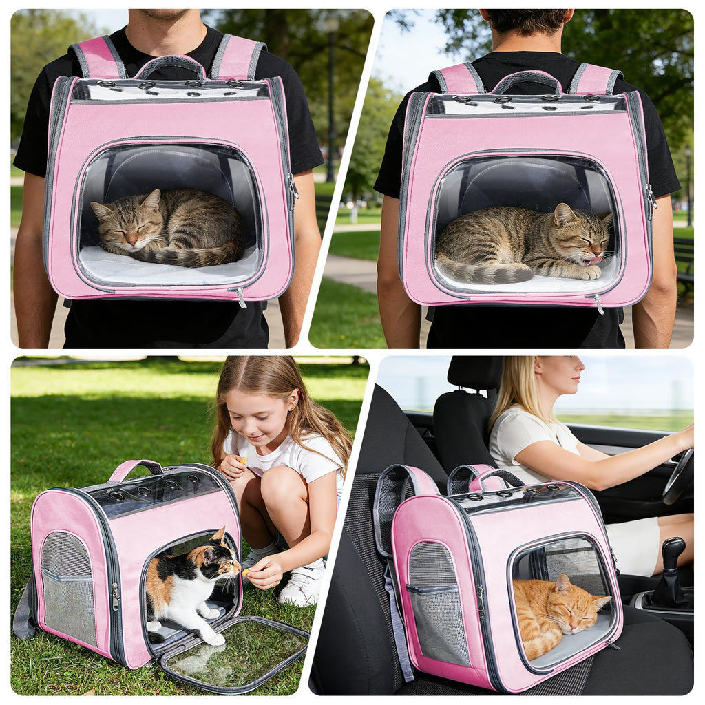 Airline Approved Cat Soft-Sided Carrier Backpack Up to 12 lbs Pink X20287