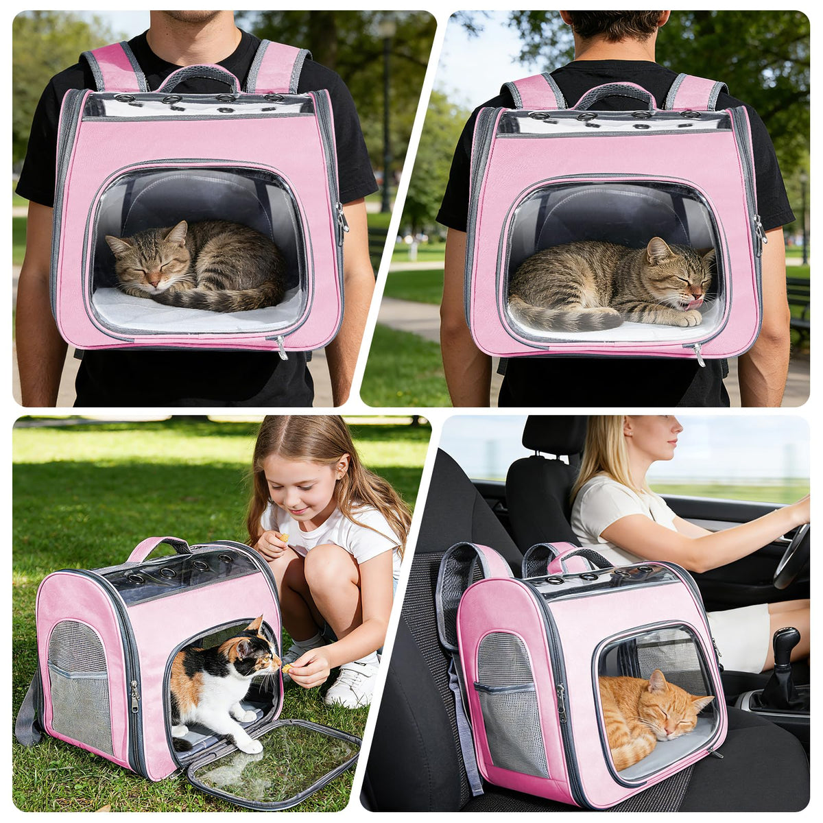 Airline Approved Cat Soft-Sided Carrier Backpack Up to 12 lbs Pink X20287