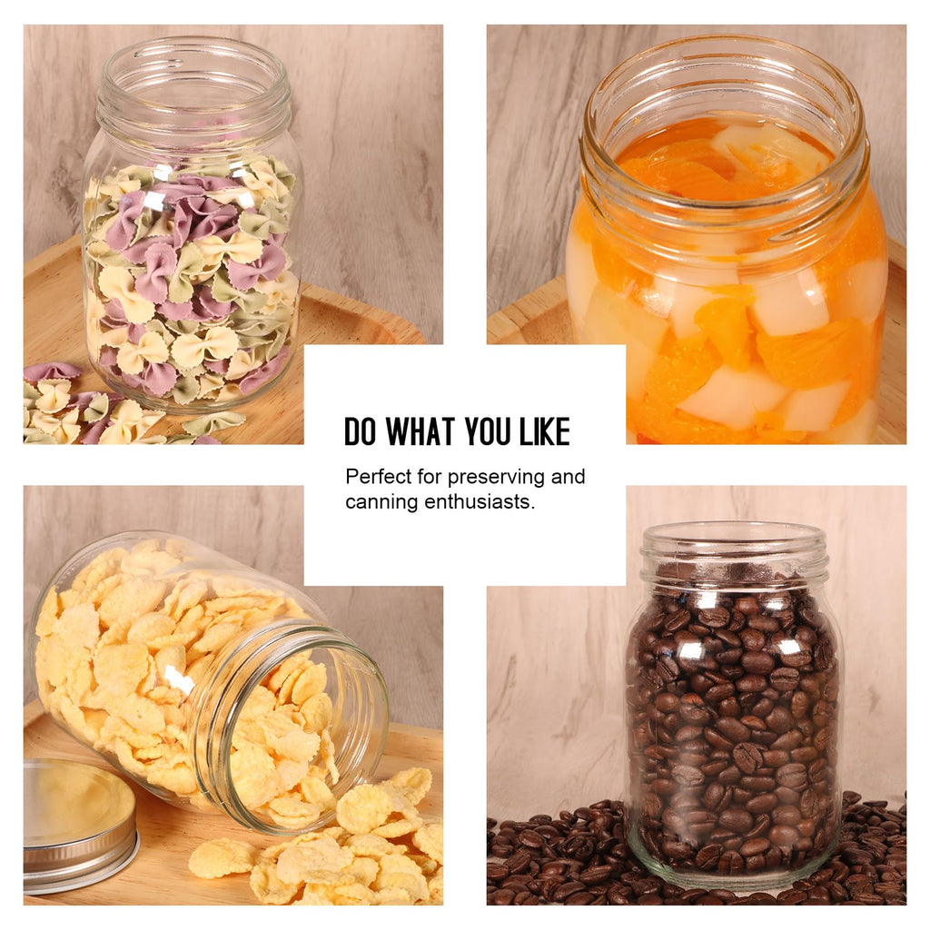 16oz Regular Mouth Glass Mason Jars with Airtight Lids, 4 Pack M174
