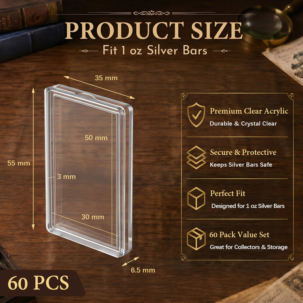 60 Pcs Silver Bar Holder Case A13152