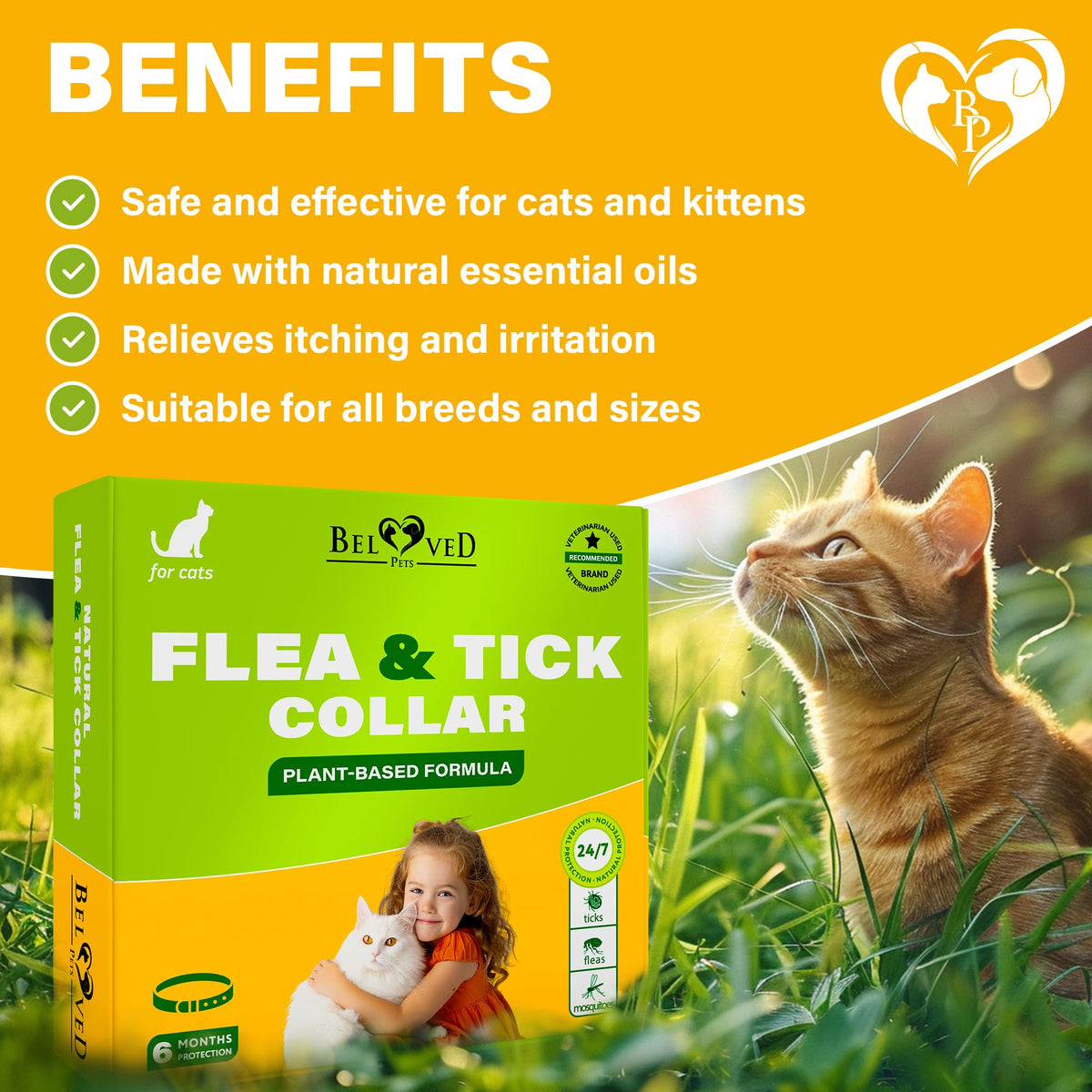 Natural Flea & Tick Collar for Cats 1 Pack R8926