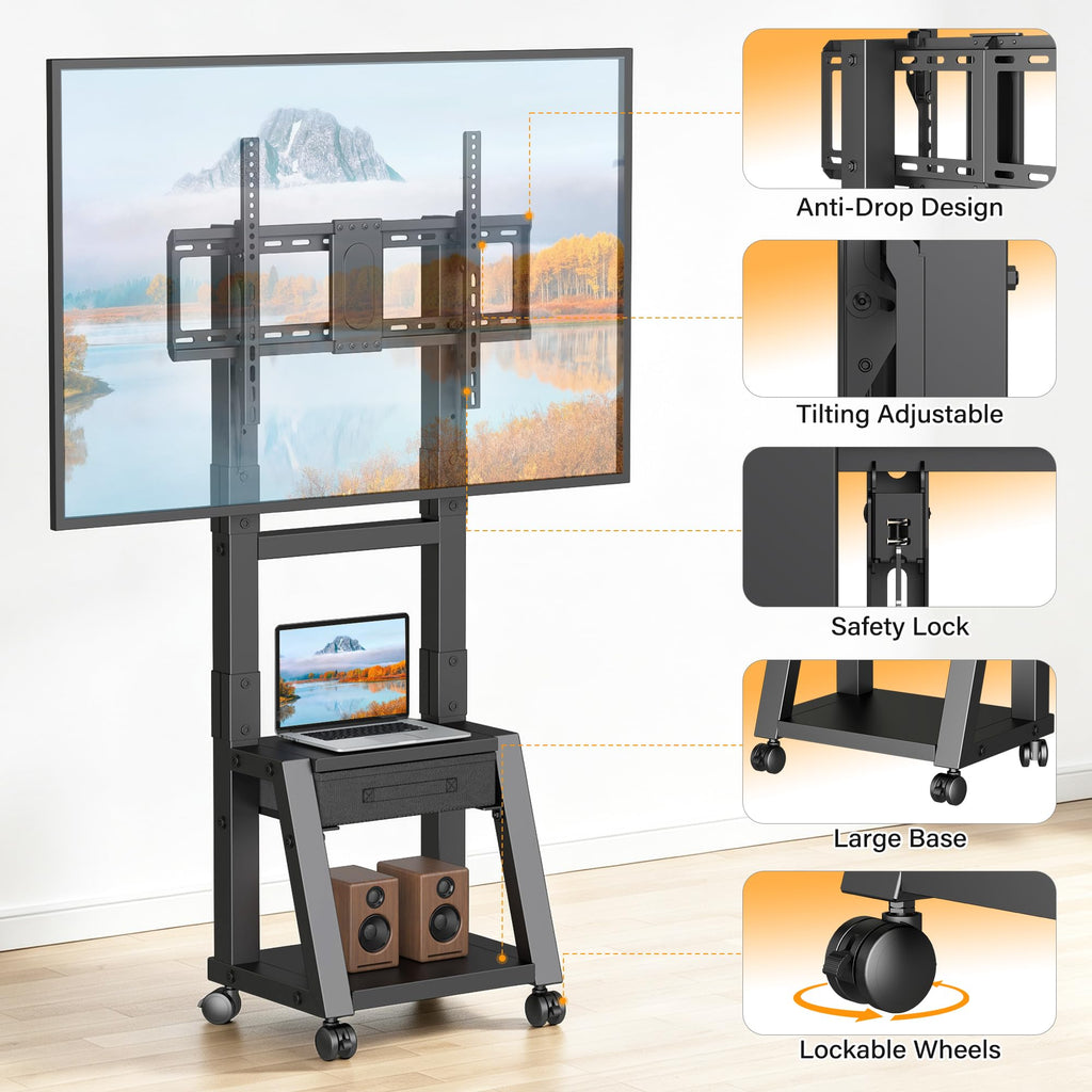 Heavy Duty TV Cart on Wheels with Drawer C884652