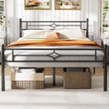 Full Size Black Metal Bed Frame with Headboard and Footboard W7671