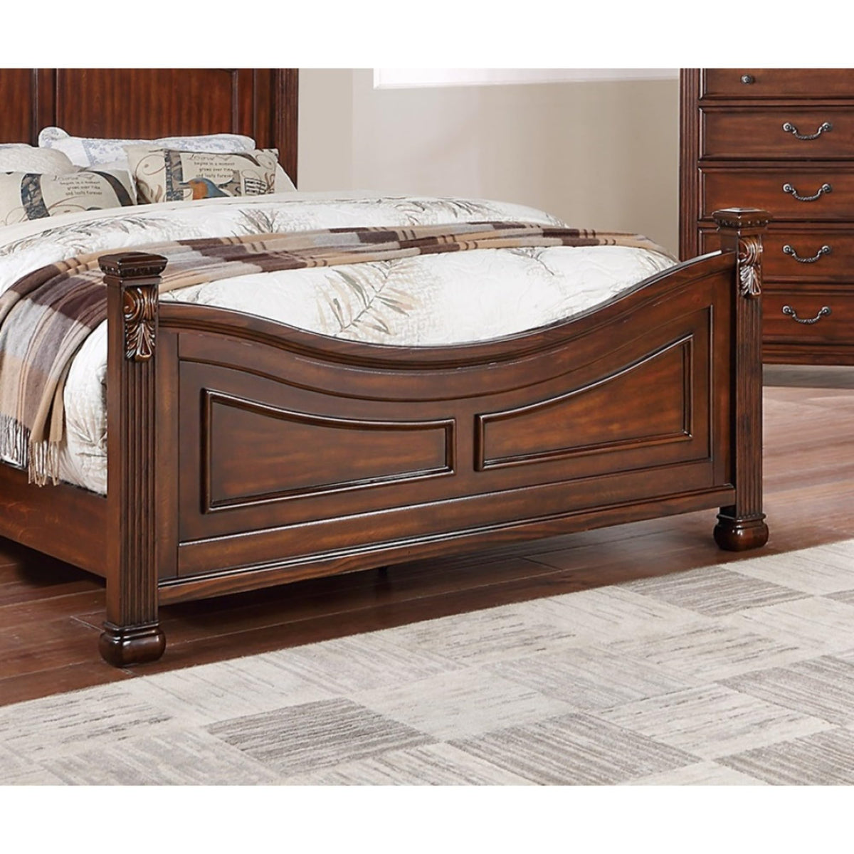 King Bed Frame with Ornate Post Headboard Solid Pine Wood P598248