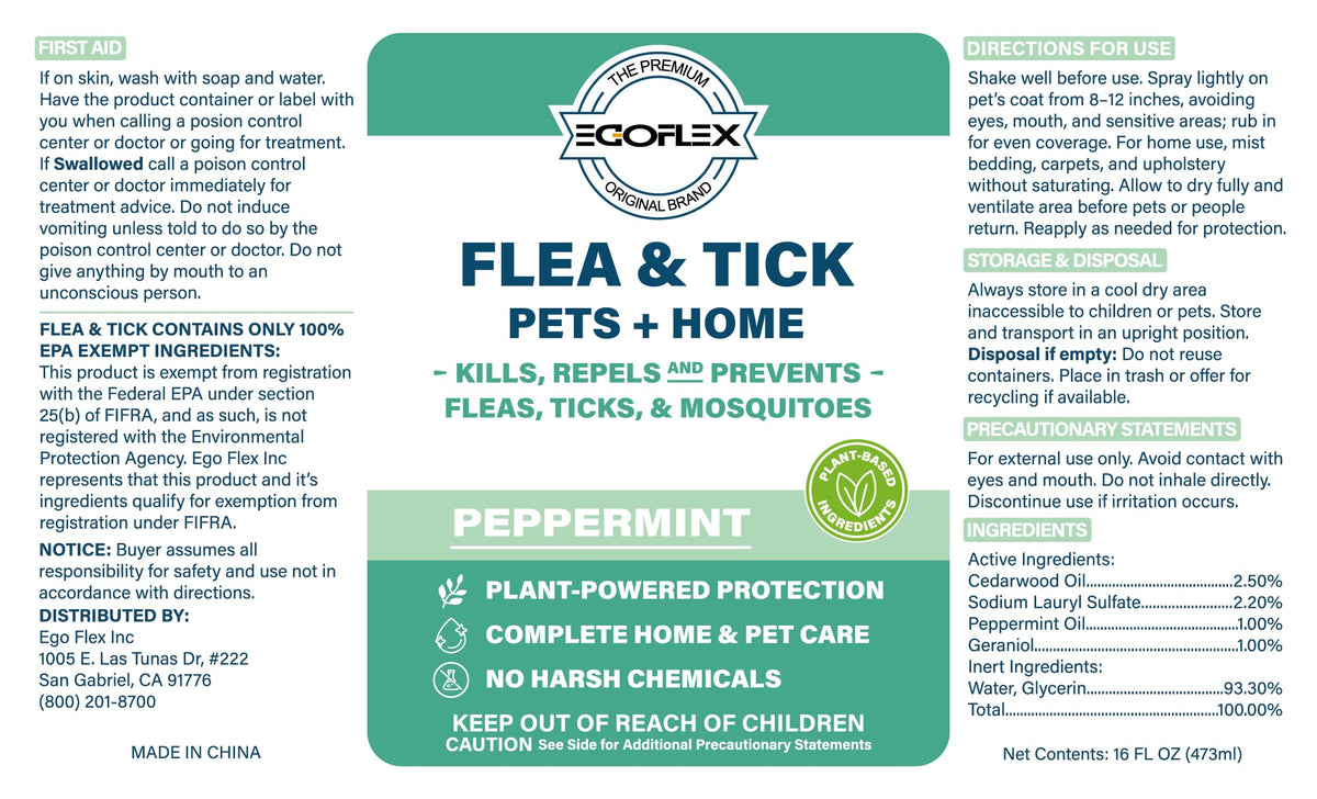 Plant-Based Flea Spray with Peppermint Scent 16oz T61244