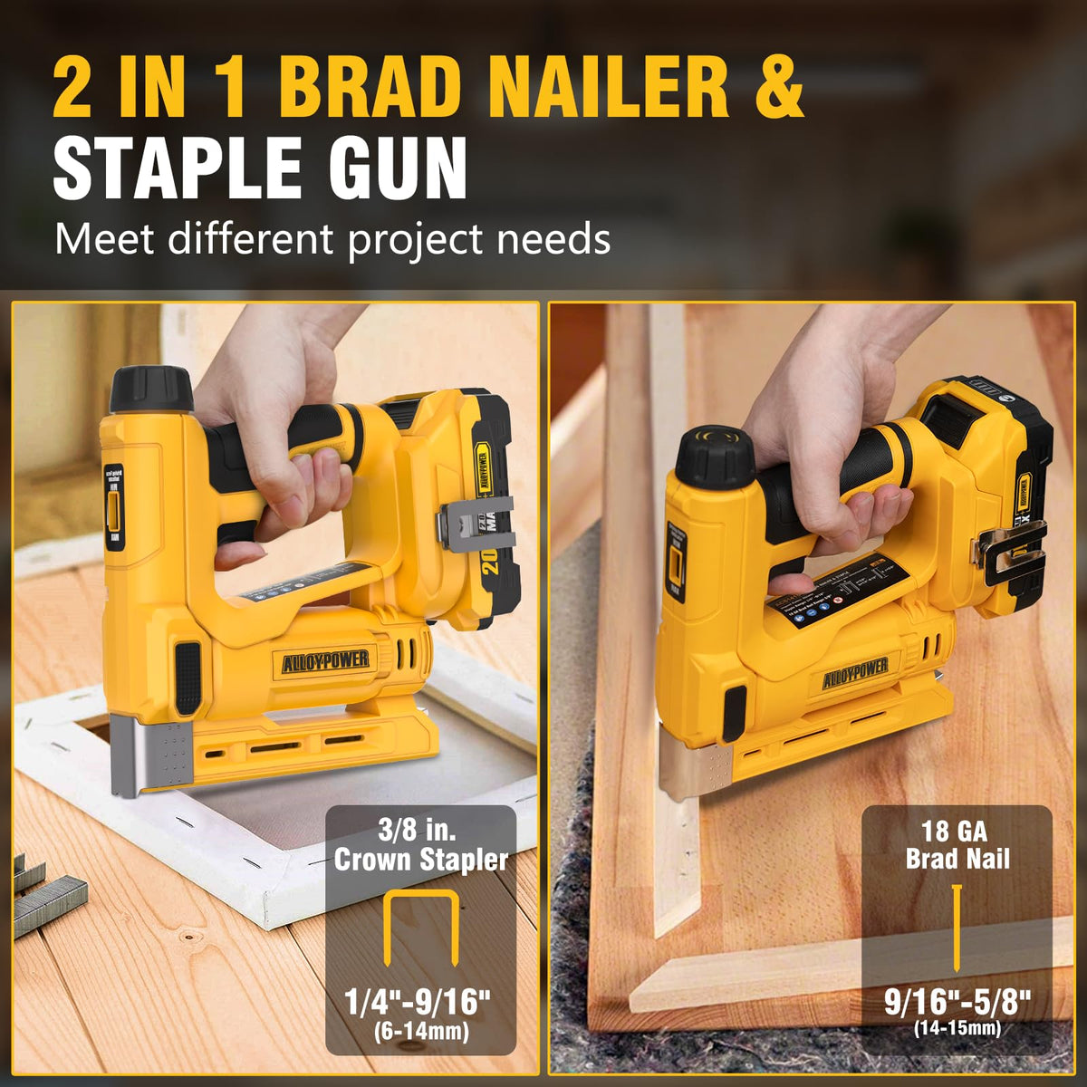 3/8'' Crown 18 Gauge 2 in 1 Cordless Brad Nailer/Electric Stapler with Battery & Charger N487