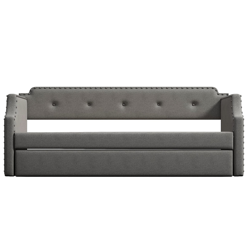 Twin Tufted Upholstered Daybed with Trundle Q539