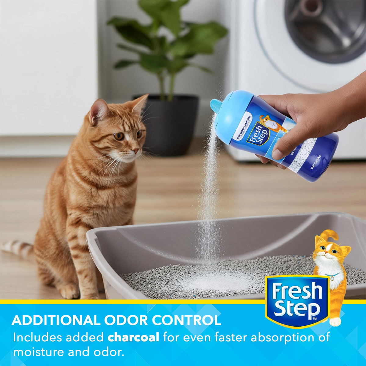 Charcoal Odor Eliminating Cat Litter Box Powder, 15 Oz Q515