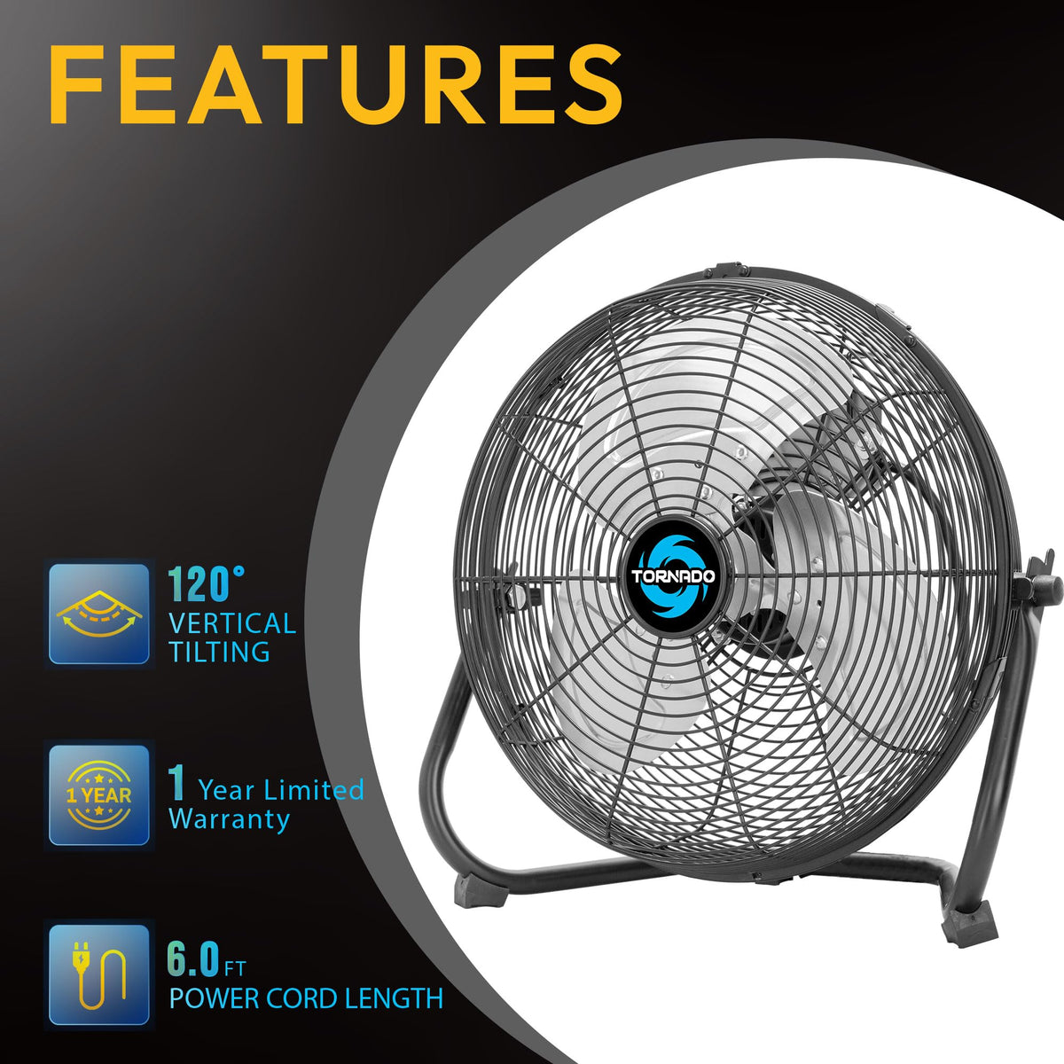 12 Inch 3-Speed High Velocity Metal Floor Fan Z19835