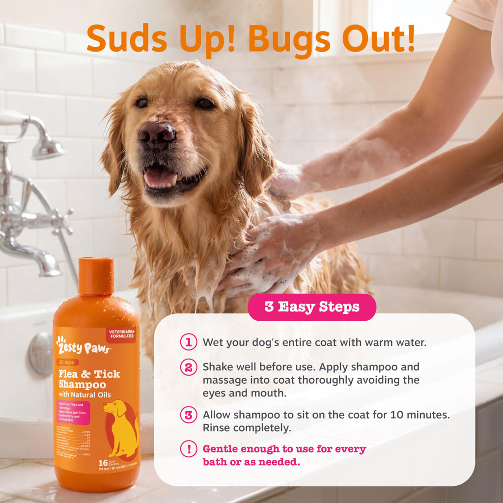 Flea and Tick Shampoo for Dogs 16oz Y35146