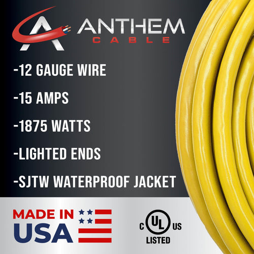 100 ft 12 Gauge Yellow Outdoor Extension Cord N52637