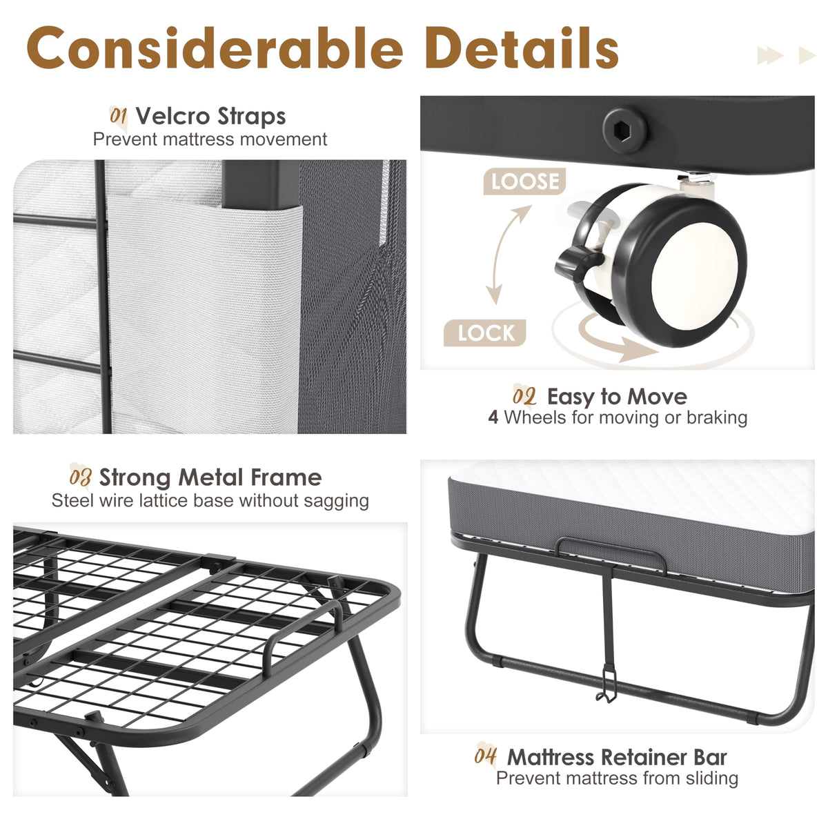 Folding Bed with 5” Mattress K21279