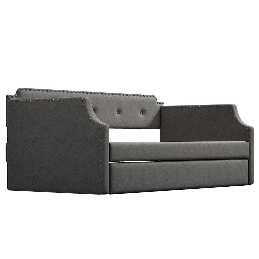 Twin Tufted Upholstered Daybed with Trundle Q539