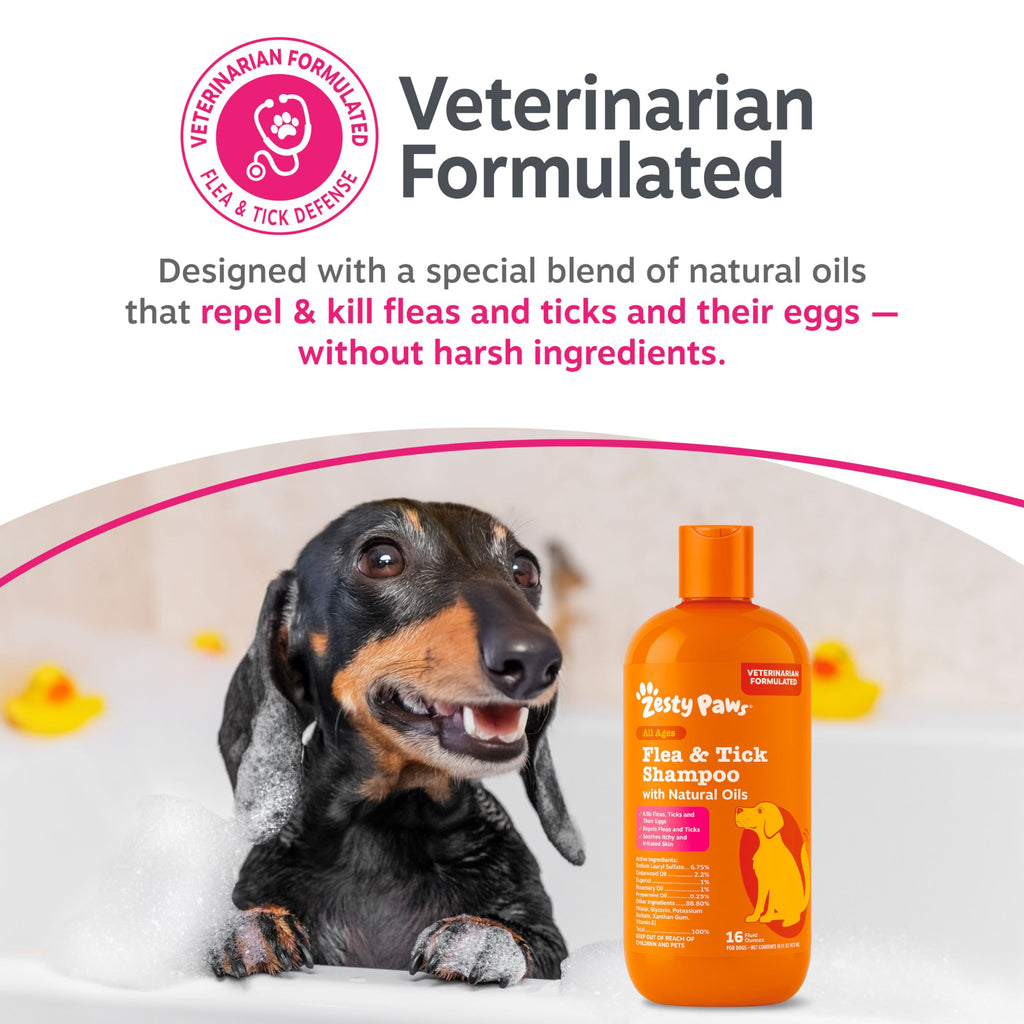 Flea and Tick Shampoo for Dogs 16oz Y35146