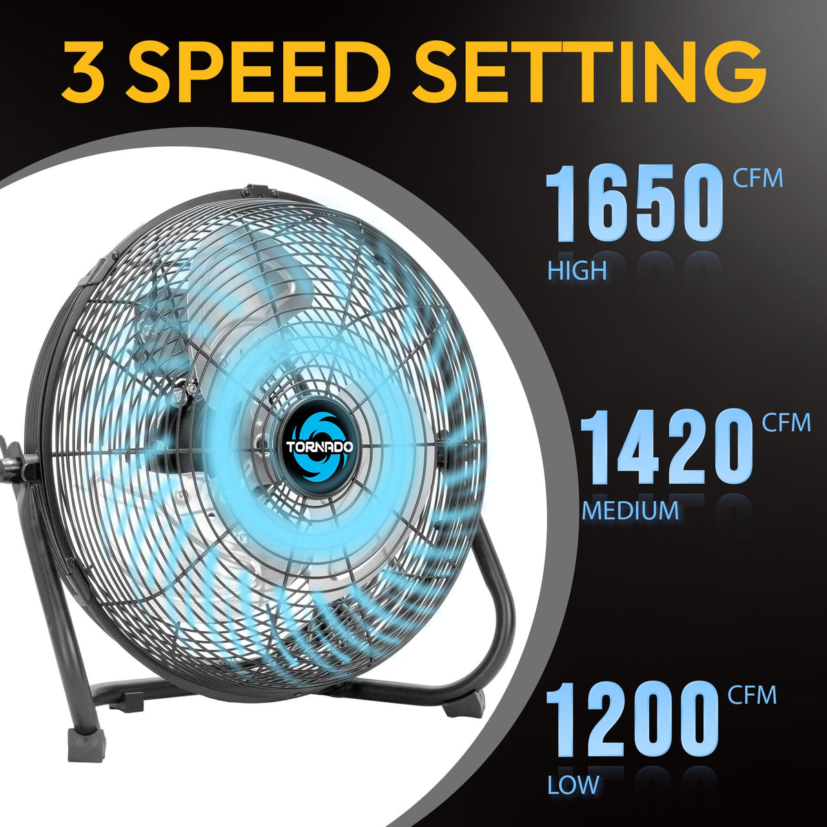 12 Inch 3-Speed High Velocity Metal Floor Fan Z19835