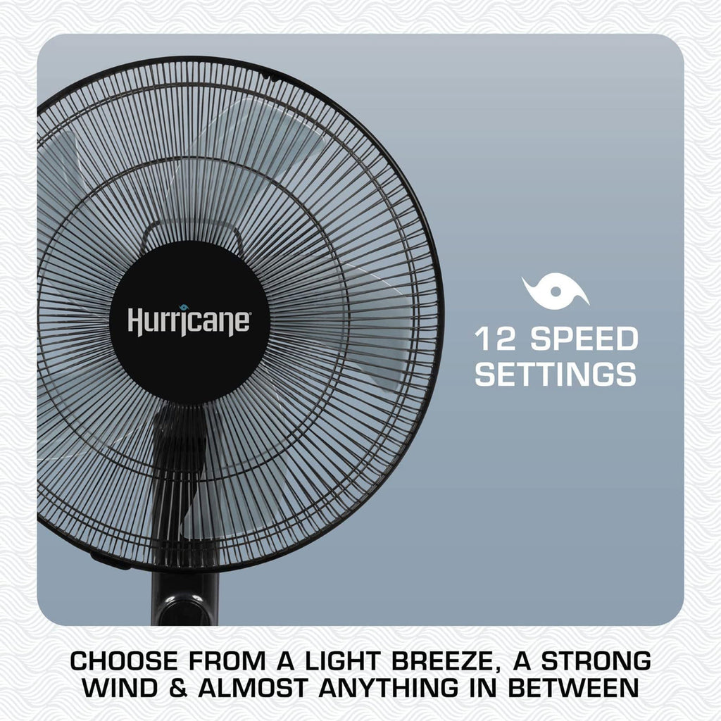 2 Pack Oscillating Pedestal Stand Fan, 12-Speed, 16", Black with Remote Control V9612