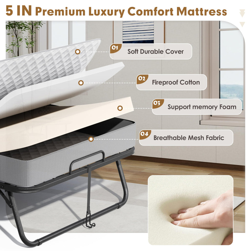 Folding Bed with 5” Mattress K21279