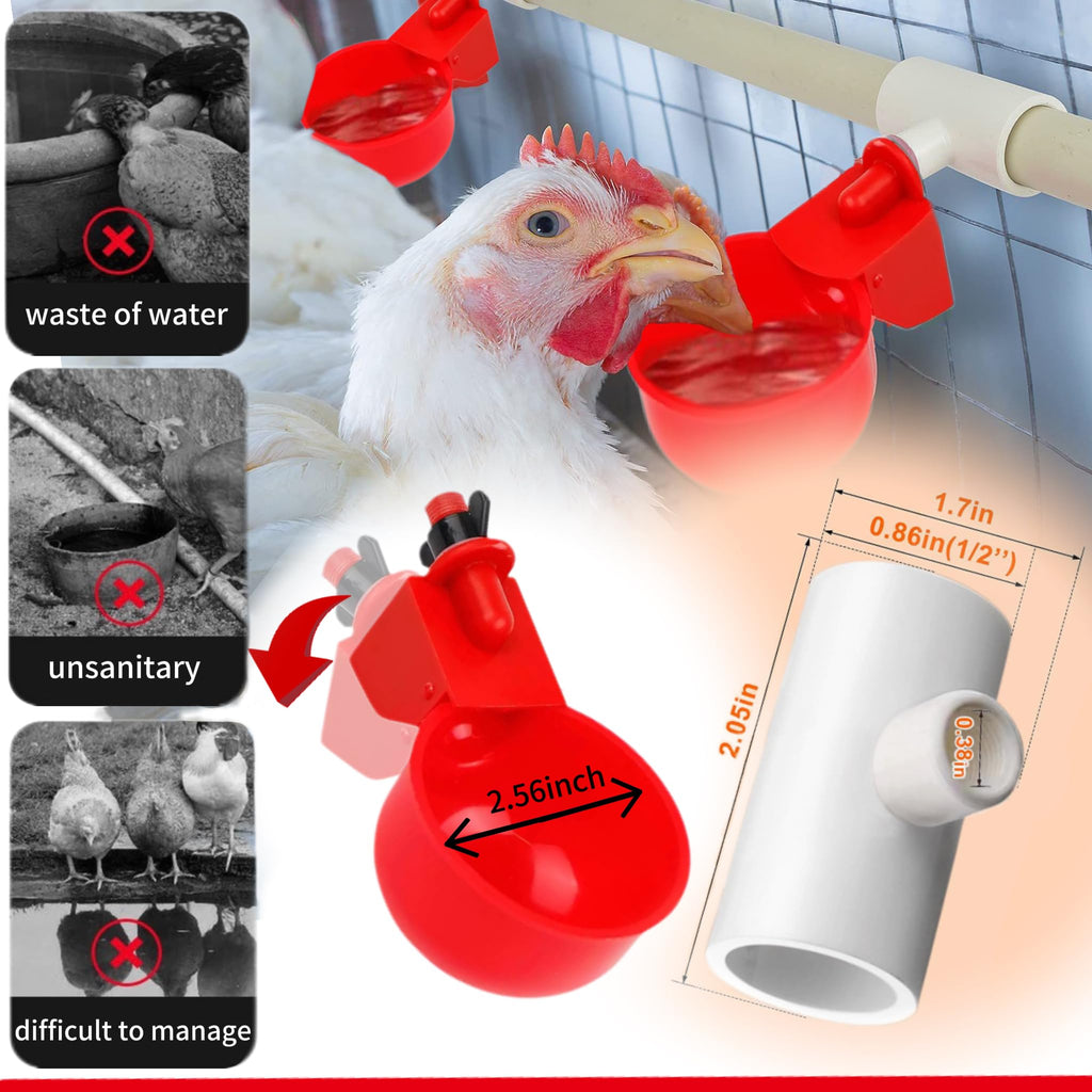 24 Pack Automatic Chicken Waterer Cups Kit A104
