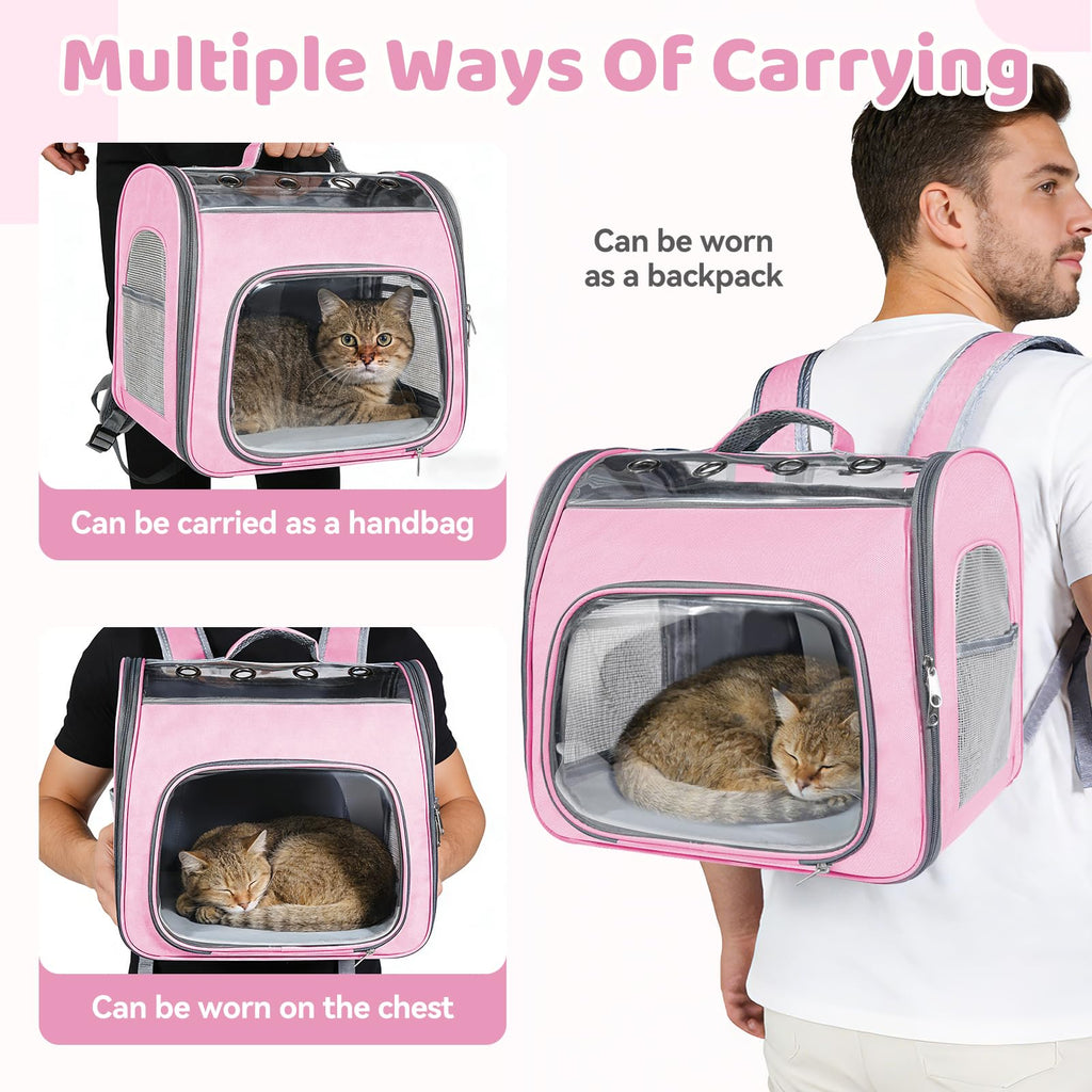 Airline Approved Cat Soft-Sided Carrier Backpack Up to 12 lbs Pink X20287