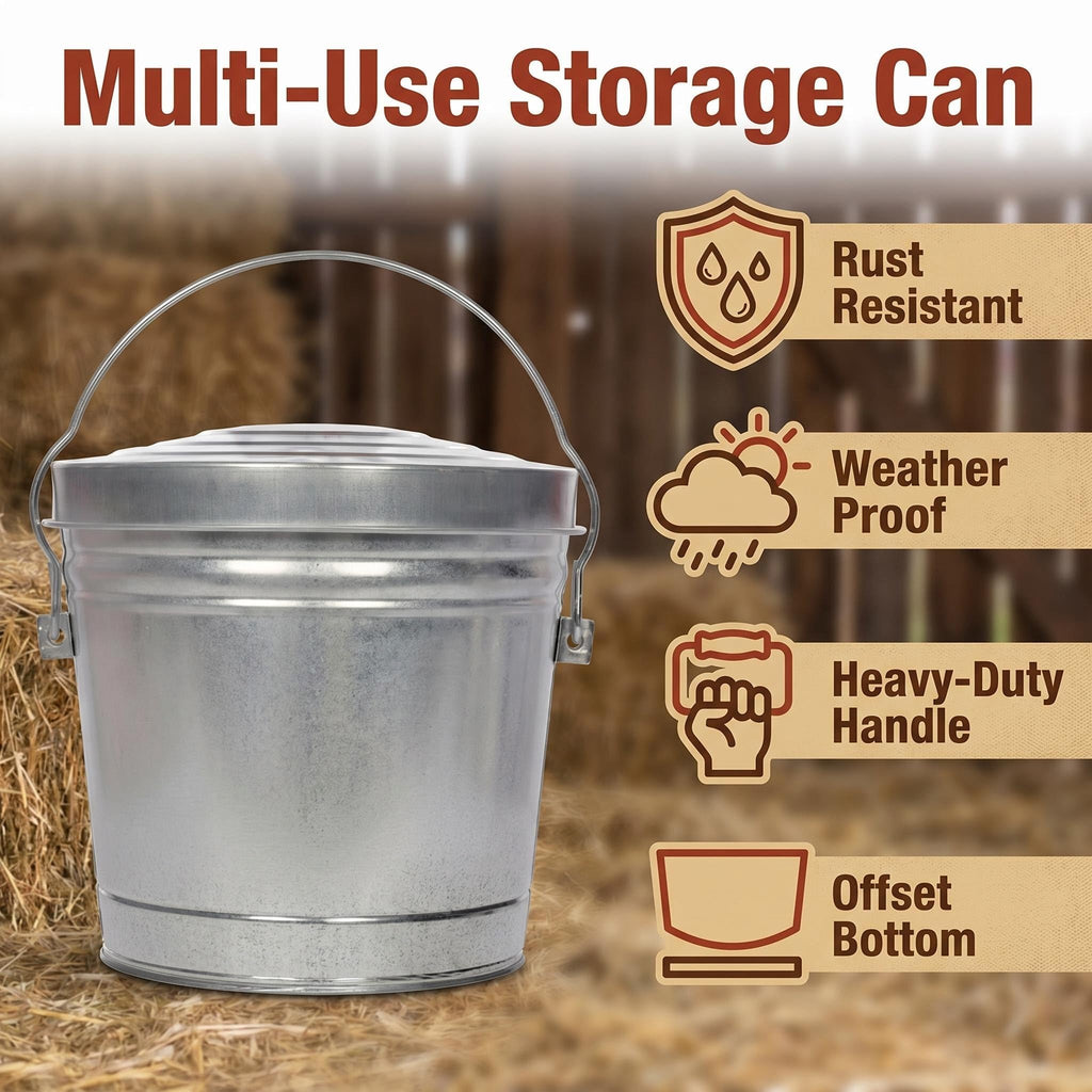 6 Gal Galvanized Steel Locking Lid Trash Can L490