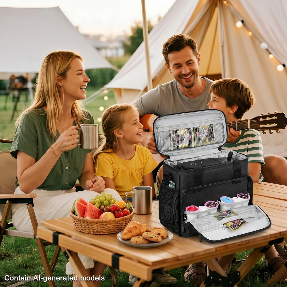 Black Coffee Maker Travel Bag with Multiple Pockets H62039