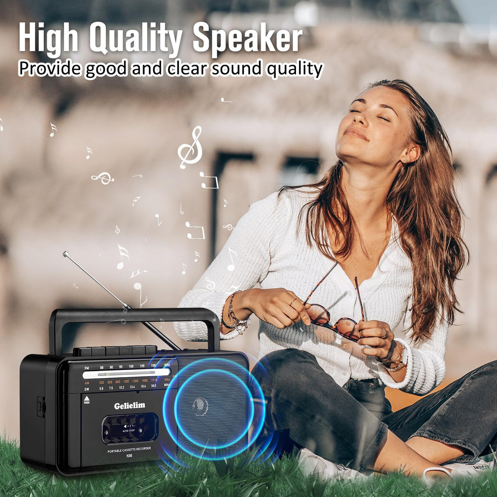 Cassette Tape Player Bluetooth Boombox AM/FM/SW Radio Stereo D2418